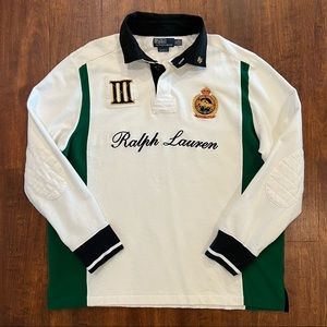 VTG 90s Polo Ralph Lauren Snow Polo Challenge Cup Rugby Custom Fit Spell Out XXL